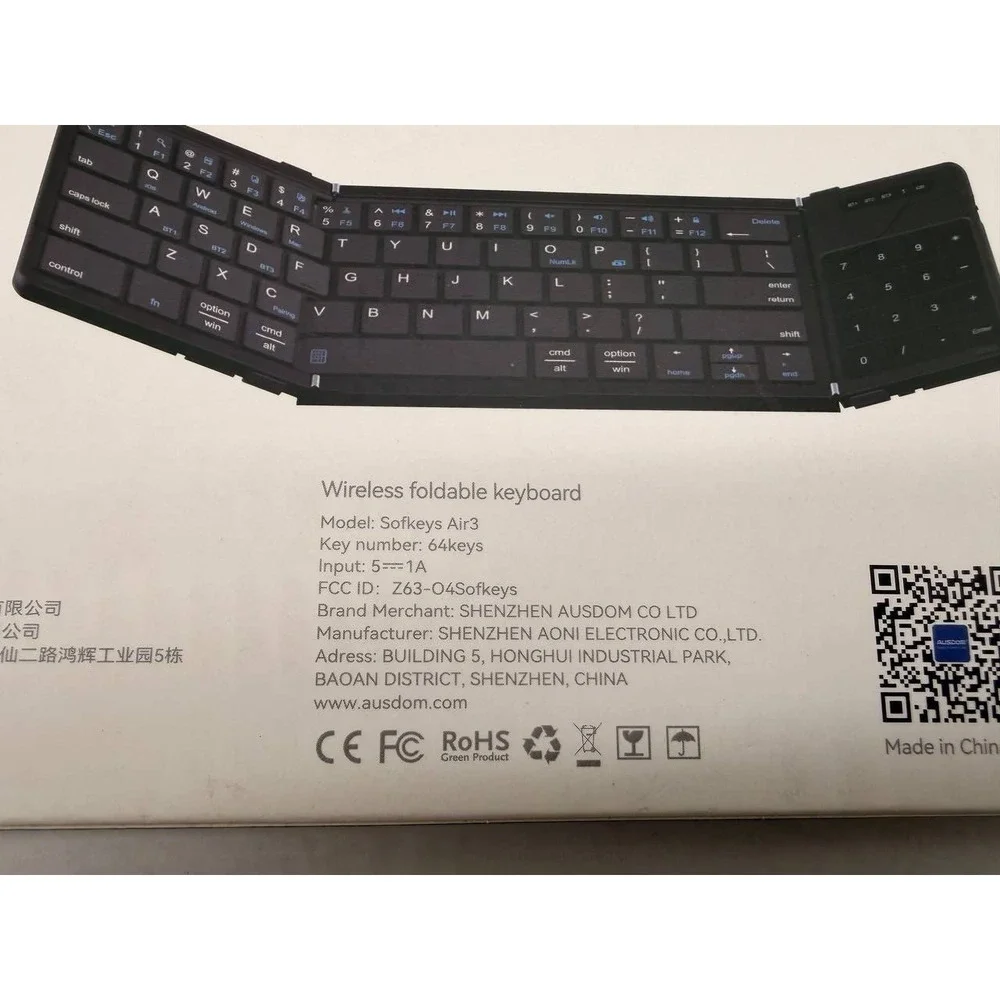 AUSDOM SOFKEYS Air 3 Wireless Foldable Keyboard with Numpad
